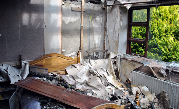 fire damage bedroom